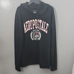 Aeropostale Black Graphic Hoodie Sweater